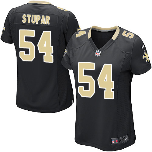 Women's Game Nate Stupar Nike Jersey Black Home - #54 NFL New Orleans Saints